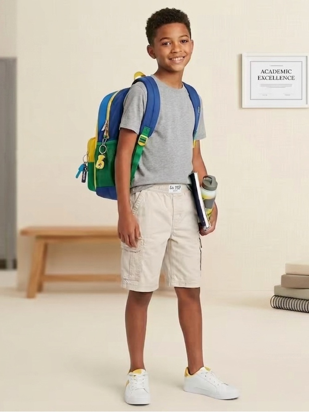 The Children's Place Boys' Pull-On Cargo Shorts - Stone/Flax GUC SZ.7